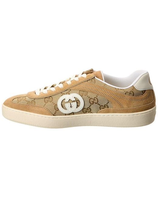 Gucci Natural G75 Gg Canvas & Suede Sneaker