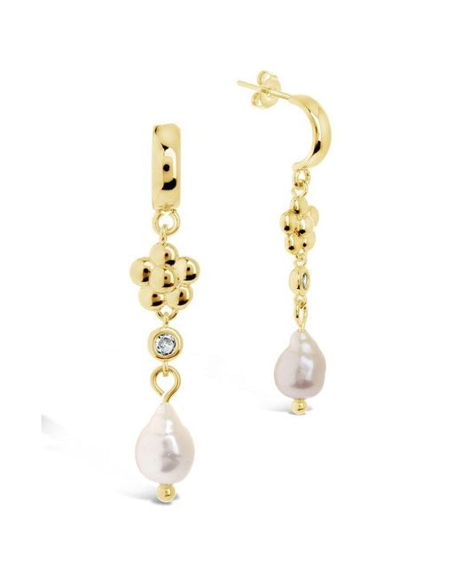 Sterling Forever White 14k Plated 11mm Freshwater Pearl Cz June Hoops