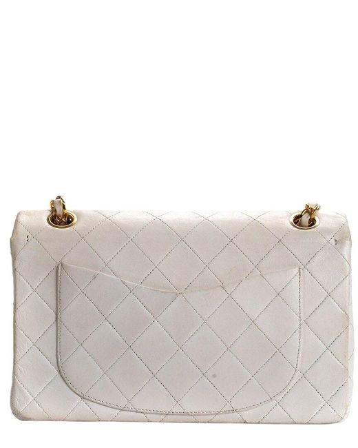 Chanel Gray Quilted Leather Double Flap Shoulder Bag (Authentic Pre-Owned)