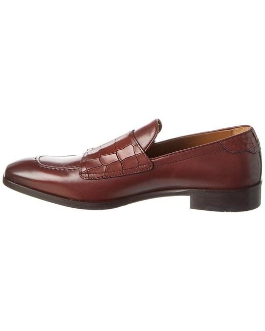 Ted Baker Brown Seyie Double Monk Croc-embossed Leather Loafer for men