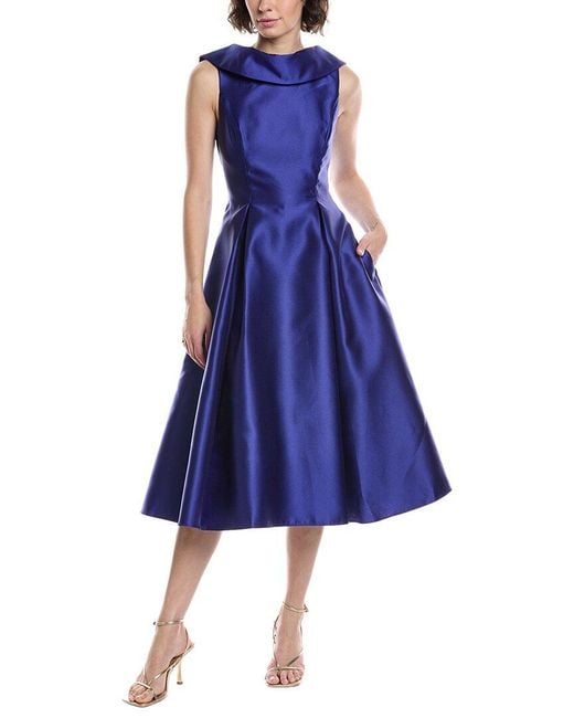 knee length dresses for ladies Black Sleeveless Mikado Fit And Flare Midi Dress With V-Back main image 1