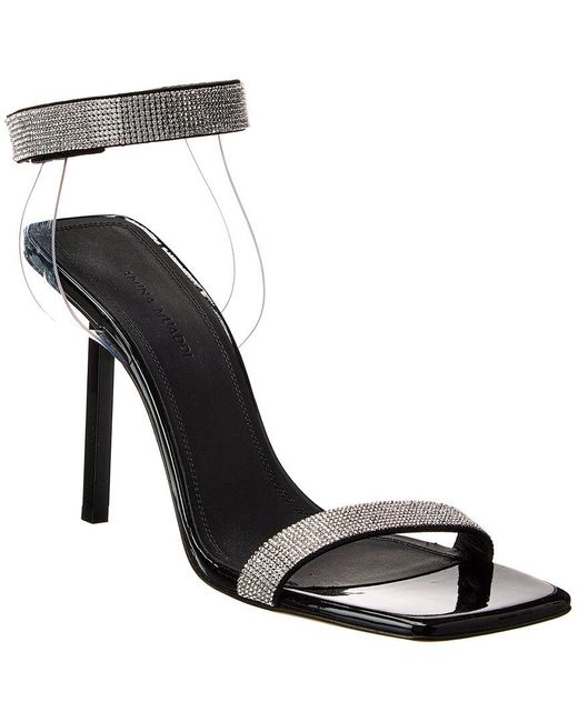 AMINA MUADDI Black Rih Vinyl & Patent Sandal