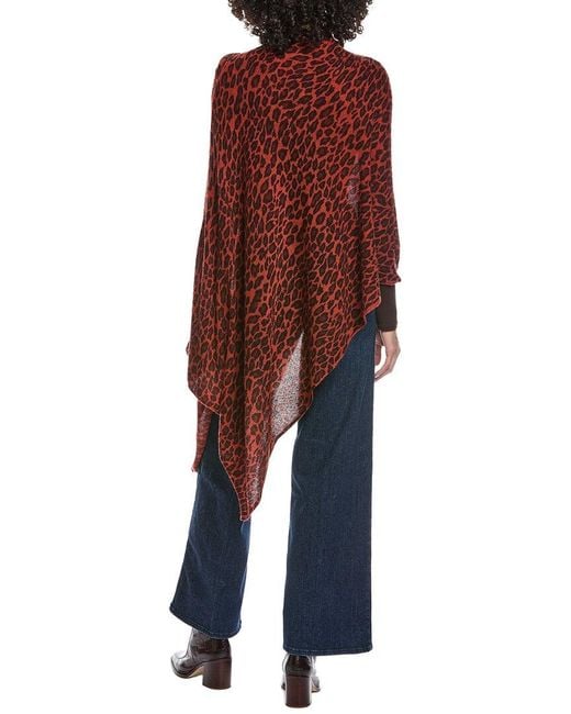 Portolano Red Animalier Wool & Cashmere-Blend Poncho