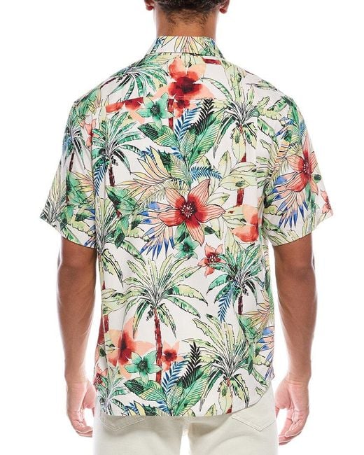 Tommy Bahama Gray Tepito Garden Silk-Blend Camp Shirt for men