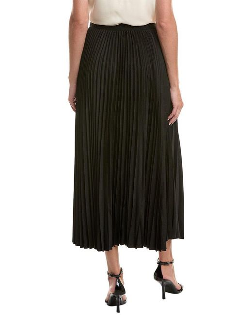 Gracia Black Pleated Buckle Midi Skirt