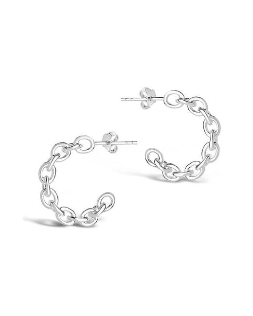 Sterling Forever White Silver Chain Hoops