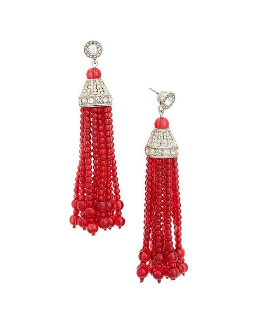 Kenneth Jay Lane Red Waterall Earrings
