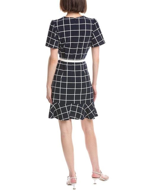 Sharagano Blue Short Sleeve A Line Dress