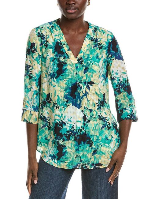 Jones New York Green 3/4 Sleeve V-Neck Tunic