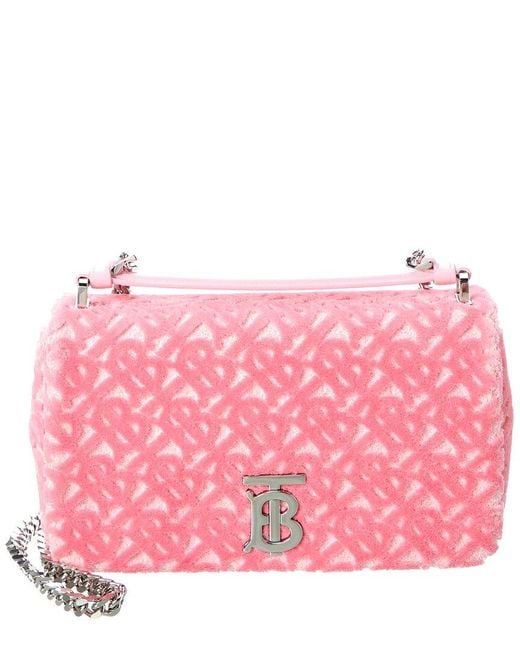 Burberry Lola Terry & Leather Shoulder Bag in Pink Lyst UK