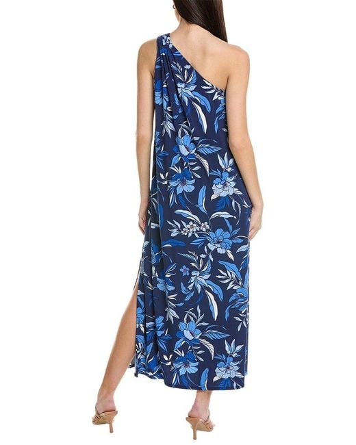 Tommy Bahama Blue Romantic Blooms One-shoulder Maxi Dress