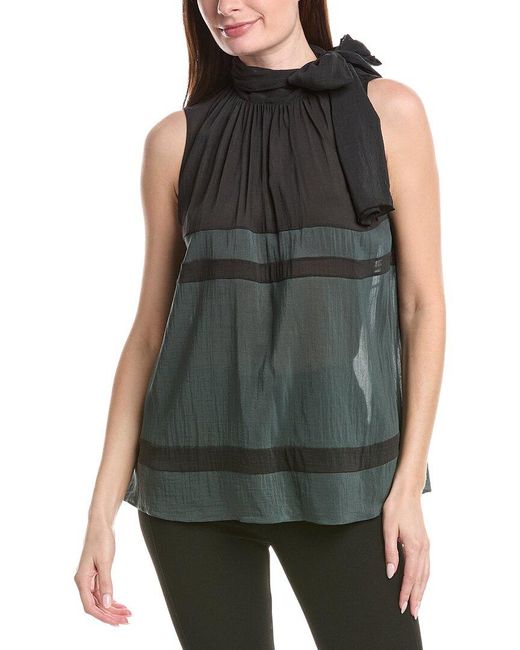 Fabiana Filippi Green Color Striped Silk-Blend Top