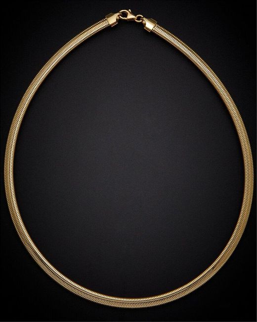 Italian Gold Black 14k Flat Mesh Choker Necklace