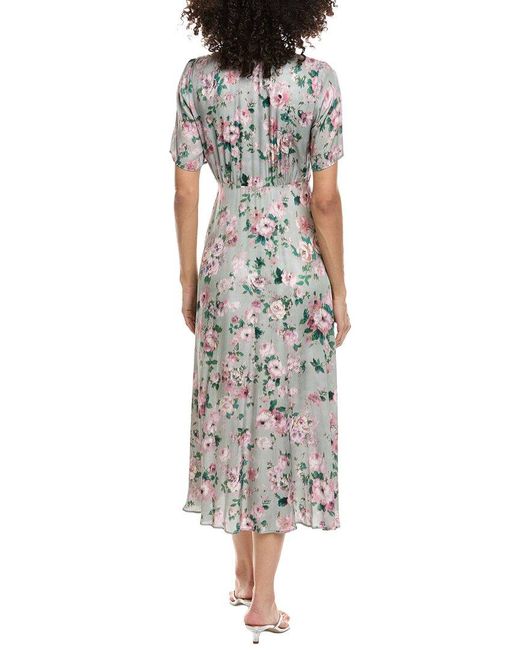 The Kooples Green Flowing Flowers Midi Dress