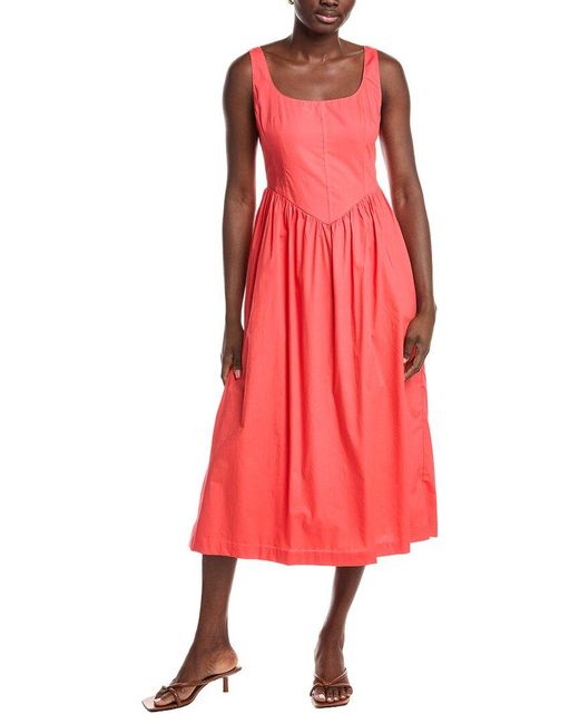 Ellen Tracy Red Poplin Bustier Dress
