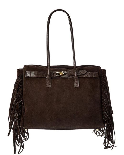 Isabella Rossetti Black Wellsey27 Fringe Suede Tote