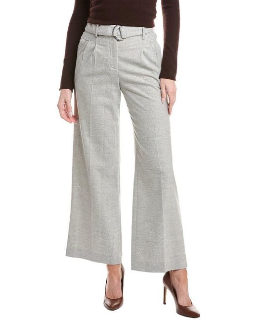 Peserico Gray Pleated Belted Pant