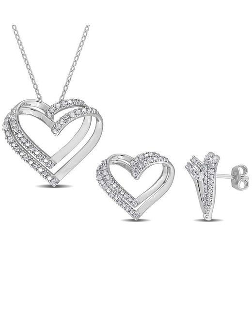 Rina Limor Metallic 0.40 Ct. Tw. Diamond Pendant & Earrings Set