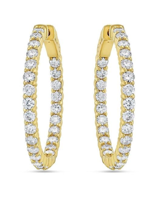 Diana M Metallic Diana M. Fine Jewelry 14K 3.33 Ct. Tw. Lab-Grown Diamond Hoops