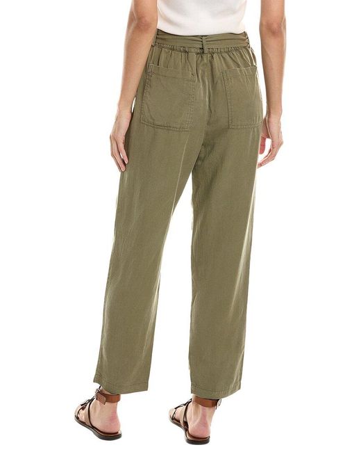 Tahari Green Woven Twill Tapered Leg Fly Ankle Pant