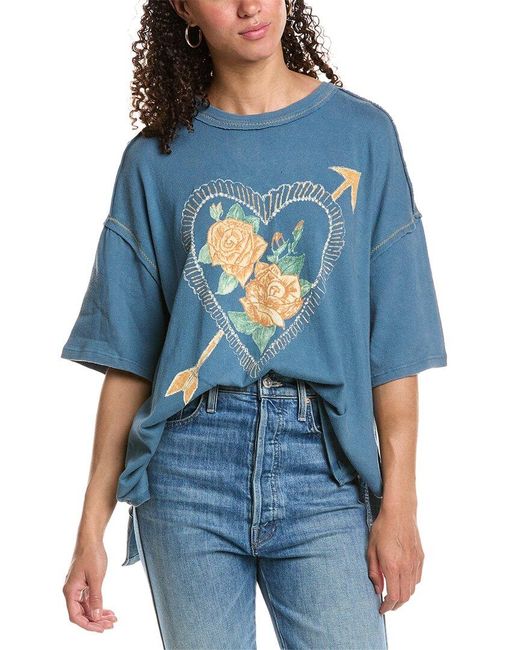 Free People Blue We The Free Love Rose T-Shirt