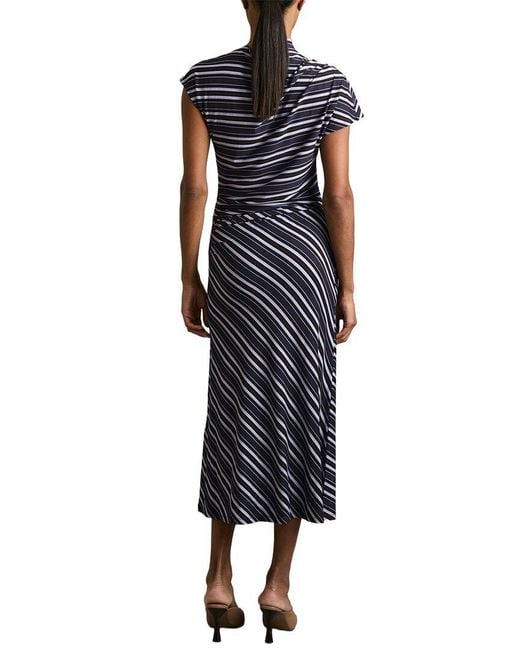 Reiss Blue Dillon Stripe Print Dress