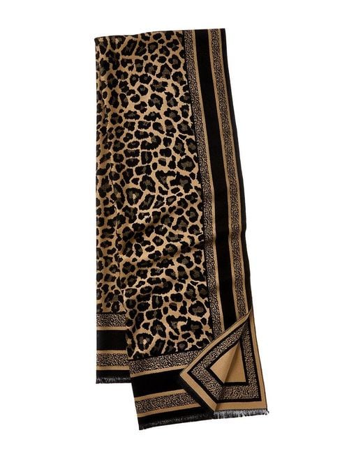Saachi Black Reversible Leopard Pattern Scarf