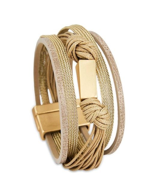 Saachi Metallic Khaki Cord Leather Bracelet
