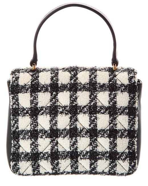 Versace Black La Medusa Tweed & Leather Shoulder Bag