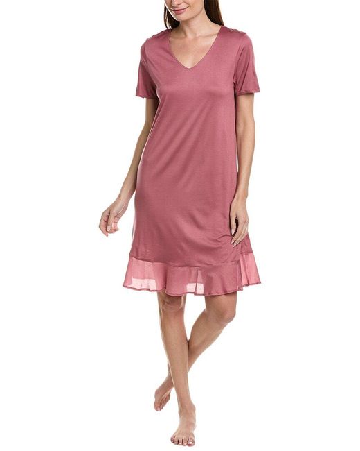 Hanro Red Silk-blend Nightgown