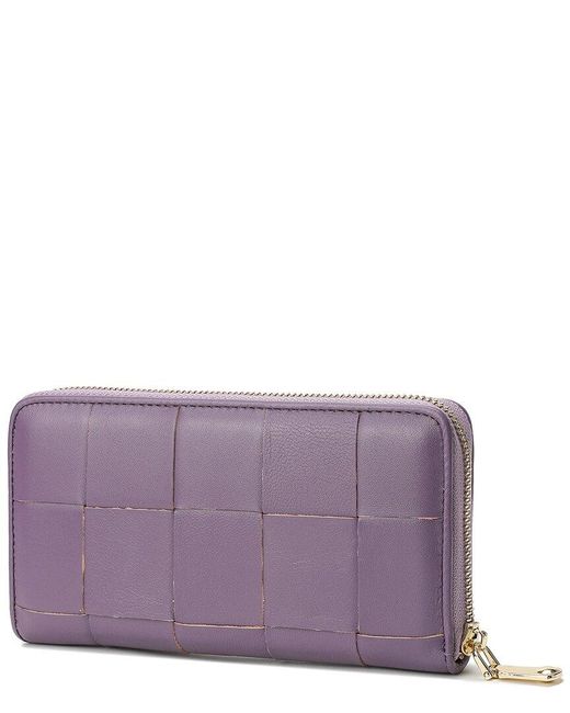 Tiffany & Fred Paris Purple Top-Grain Woven Leather Wallet