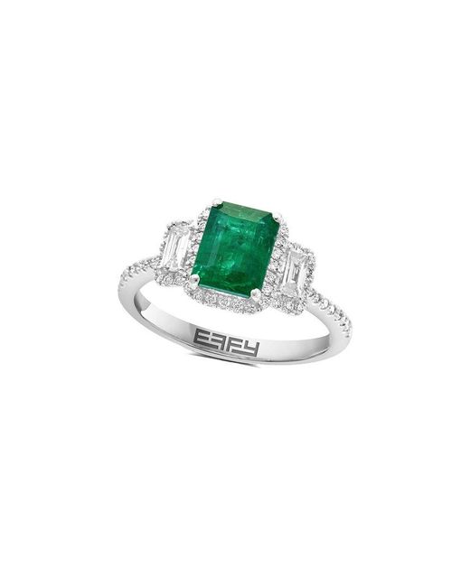 Effy Fine Jewelry Green 14K 1.91 Ct. Tw. Diamond & Emerald Ring