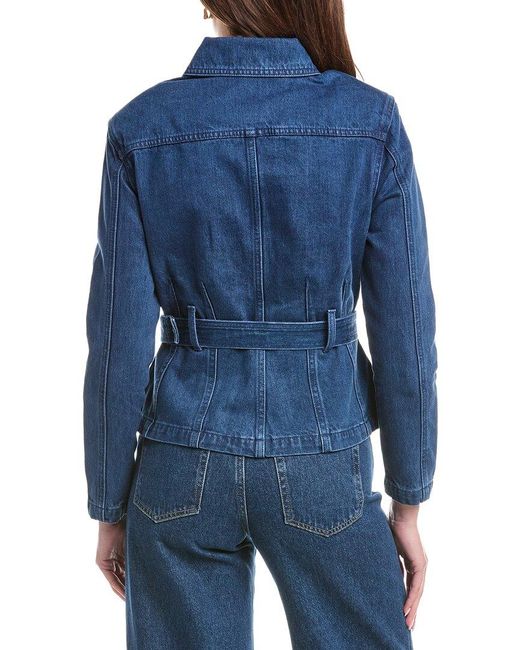 House of Harlow 1960 Blue Rev Padded Shoulder Denim Jacket