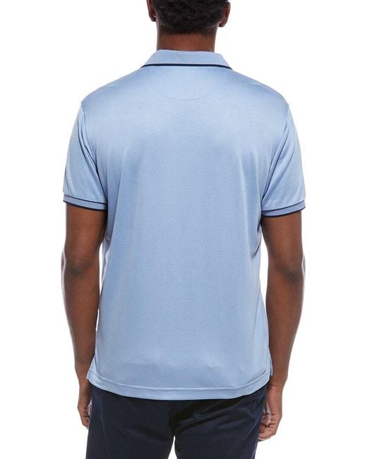 Tailorbyrd Blue Split Placket Micro Pique Polo Shirt for men