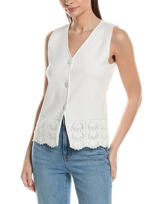 Ellen Tracy Blue Button Front Sweater Vest