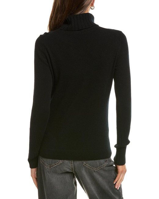 Forte Black Chunky Trim Turtleneck 100% Cashmere Sweater