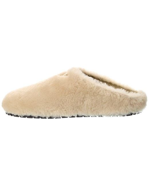 Prada Natural Logo Shearling Mule