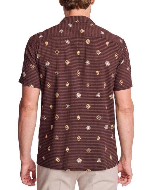 Paisley & Gray Red Camp Collar Linen-Blend Shirt for men
