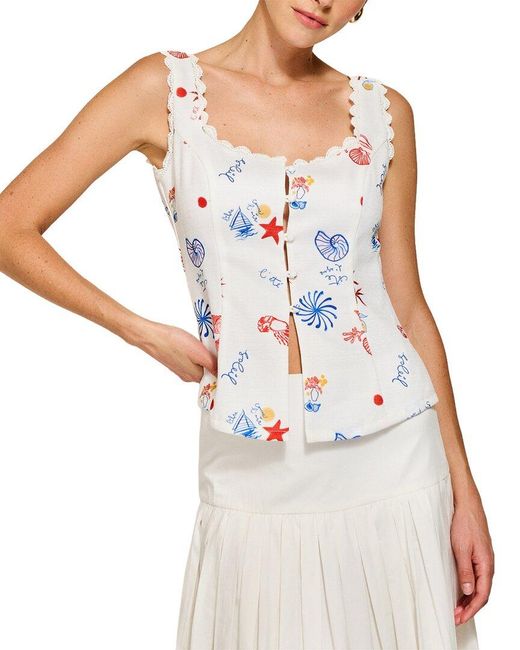 Line & Dot White Reeta Top