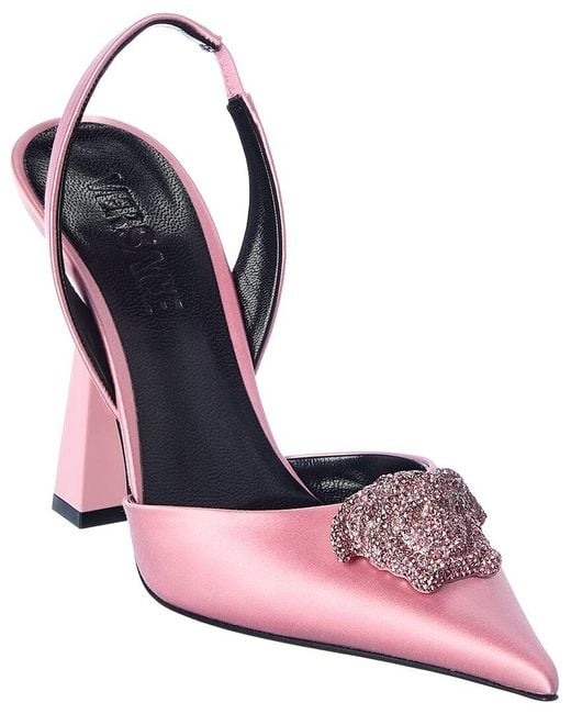 Versace La Medusa Satin Slingback Pump in Pink Lyst
