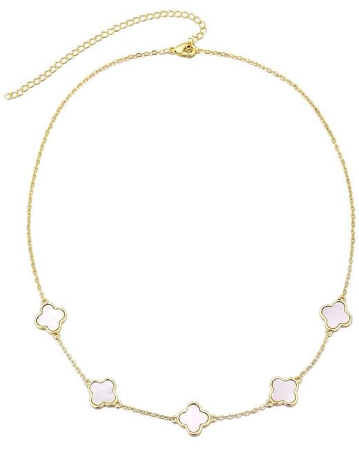 Adornia Natural 14K Plated Mother-Of-Pearl Clover Station Necklace