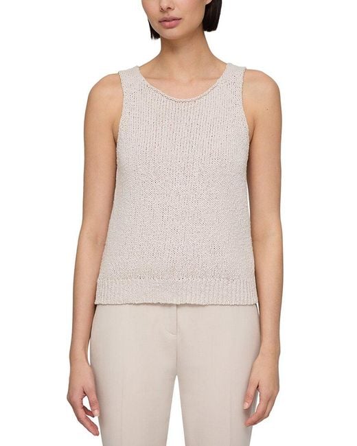 Lafayette 148 New York White Scoop Neck Sweater Tank
