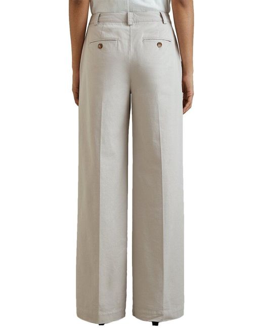 Reiss Gray Astrid Wide Leg Pleat Front Trouser