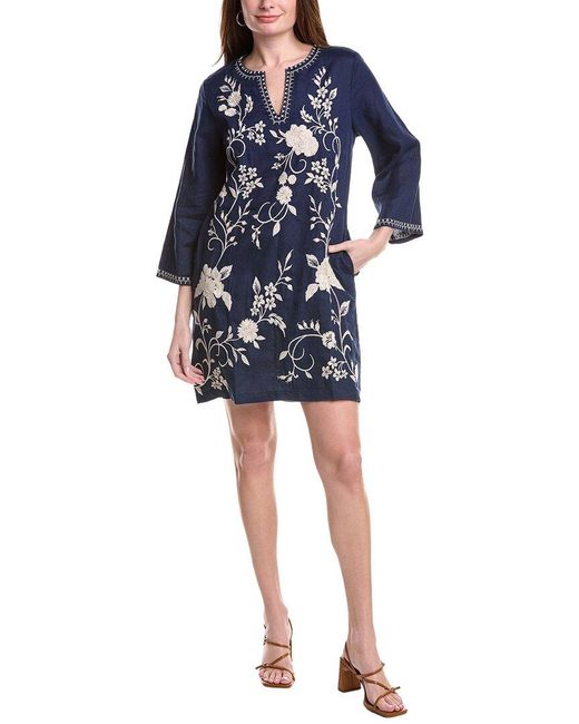 Johnny Was Blue Madaleina Linen Dress