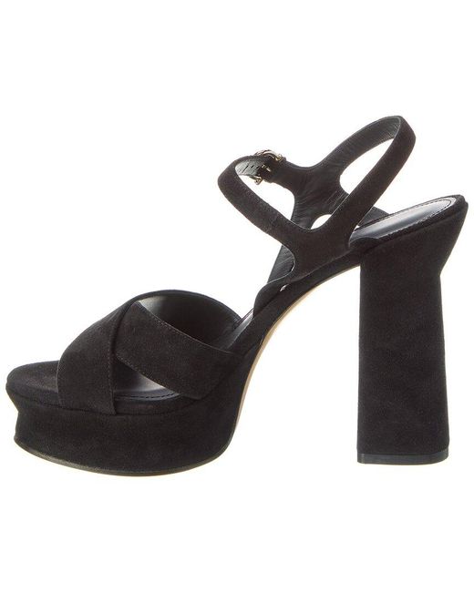 Ferragamo Black Sonya Suede Platform Sandal
