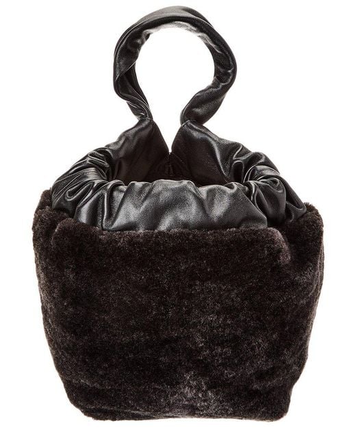Jil Sander Black Drawstring Leather Bucket Bag