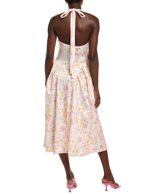 IPPONELLI Natural Tie Shoulder Midi Dress