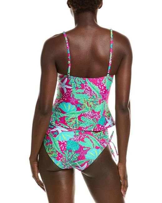 Stella Parker Red 2Pc Draped Over The Shoulder Tankini Set