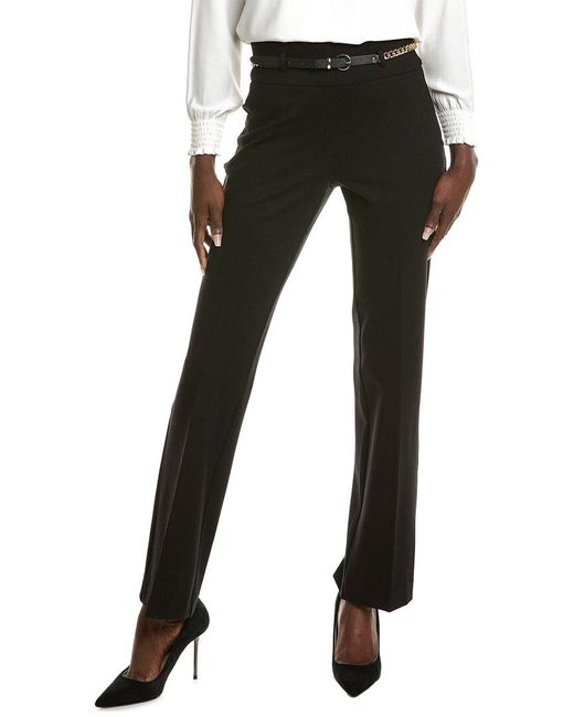 Anne Klein Black High-rise Pull-on Chain Belt Trouser