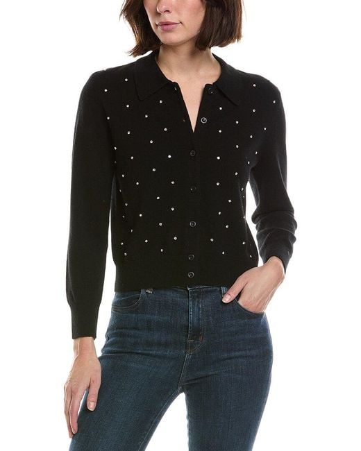 FRAME Black Frame The Rhinestone Wool & Cashmere-Blend Cardigan